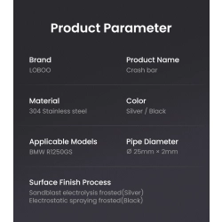 LOBOO Crash Bar do BMW R1250GS Silver (10.3.01081.006.21)