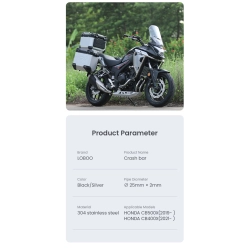 LOBOO Crash Bar komplet czarny do HONDA CB400X (2021-) HONDA CB500X (2019-) (10.3.01281.050.11)