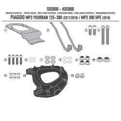KAPPA KR5600 stelaż kufra centralnego PIAGGIO MP3 YOURBAN 125/300, HPE 300 2011-23 (Z PŁYTĄ MONOKEY) MOTORUS.PL