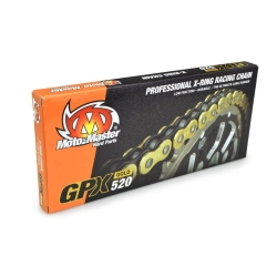 MOTO-MASTER łańcuch napędowy GPX-520G PROFESSIONAL MOTOCROSS,ENDURO RACING X-RING CHAIN KOLOR ZŁOTY (120 OGNIW, ZAPINKA