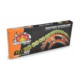 MOTO-MASTER łańcuch napędowy GP-420 MX PROFESSIONAL MOTOCROSS RACING CHAIN BEZ ORINGÓW KOLOR ZŁOTY (134 OGNIW, ZAPINKA W