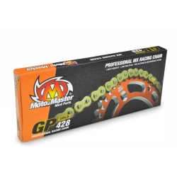MOTO-MASTER łańcuch napędowy GP-428 MX PROFESSIONAL MOTOCROSS RACING CHAIN BEZ ORINGÓW KOLOR ZŁOTY (134 OGNIW, ZAPINKA W