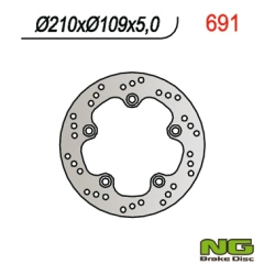 NG691 tarcza hamulcowa TYŁ SUZUKI AN250 98-03, AN400 98-02 (210x109x5) (5X10,5MM)