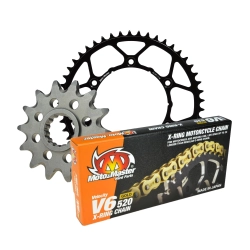 MOTO-MASTER ZESTAW NAPĘDOWY KOMPLETNY KTM/HUSQVARNA/GASGAS 13/50/120 ŁAŃCUCH V6-520G X-RING GOLD-ZŁOTY (MADE IN JAPAN) (