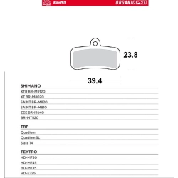 MOTO-MASTER WYPRZEDAŻ BIKE PRO klocki hamulcowe ROWEROWE ORGANICZNE PRO PASUJE DO SHIMANO XTR BR-M9120, XT BR-M8020, SAI