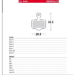 MOTO-MASTER WYPRZEDAŻ BIKE PRO klocki hamulcowe ROWEROWE ORGANICZNE PRO PASUJE DO AVID ELIXIR 9,7,5,3,1,CR,R, SRAM XX, X