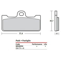 BREMBO M029Z04 Z04 klocki hamulcowe do zacisków monobloc 101740/41, 973760/61, XA93310/11