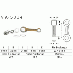 VESRAH VA-5014 korbowód HONDA CR125 88-07 sklep MOTORUS.PL