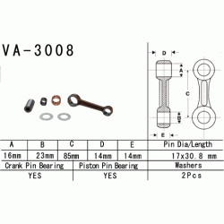 VESRAH VA-3008 korbowód KAWASAKI KSF80 03-06, SUZUKI LT80 87-06 sklep MOTORUS.PL