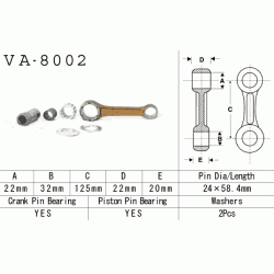 VESRAH VA-8002 korbowód KAWASAKI KX250 78-08 sklep MOTORUS.PL