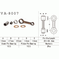 VESRAH VA-8007 korbowód KAWASAKI KX60/65 84-09 sklep MOTORUS.PL