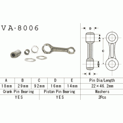 VESRAH VA-8006 korbowód KAWASAKI KX80 92-97 sklep MOTORUS.PL