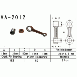 VESRAH VA-2012 korbowód YAMAHA YFM125 89-08 sklep MOTORUS.PL