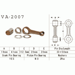 VESRAH VA-2007 korbowód YAMAHA YFM350 RAPTOR, WARRIOR, WOLVERINE 87-09 sklep MOTORUS.PL