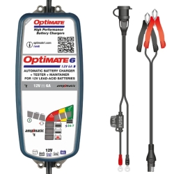 TECMATE OPTIMATE 6 SAE 12V 6A, 3-144Ah, AGM, GEL, STD motocyklowa ładowarka do akumulatora prostownik MOTORUS.PL