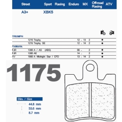 CL Brakes 1175XBK5 motocyklowe klocki hamulcowe na 1 tarczę Przód YAMAHA FJR1300A/AS ABS 06- MOTORUS.PL