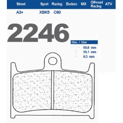 CL Brakes 2246XBK5 motocyklowe klocki hamulcowe na 1 tarczę Przód INDIAN 1800 Chief (Brembo) 09-13, TRIUMPH 1200 Tiger