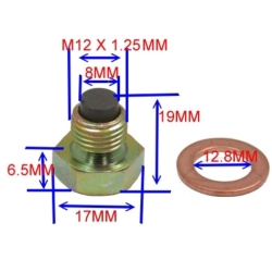 JMP M12x1,25 magnetyczna śruba spustu oleju z uszczelką miedzianą MOTORUS.PL