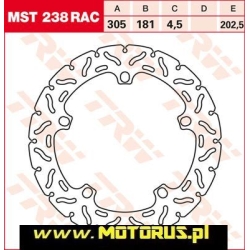 Tarcza hamulcowa przód stała, 305/181x4,5mm 5x202,5mm, średnica otworów mocujących 16,5mm (niezbędny