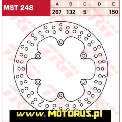 Tarcza hamulcowa przód/tył stała, 267/132x5mm 6x150mm, średnica otworów mocujących 8,5mm YAMAHA BOLT