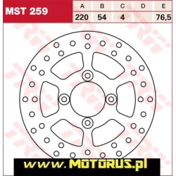Tarcza hamulcowa przód stała, 220/54x4mm 4x76,5mm, średnica otworów mocujących 8mm MBK DOODO 125/125
