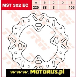 Tarcza hamulcowa przód stała, 220/88x3mm 4x106mm, średnica otworów mocujących 6,5mm HONDA CR, CRF 15