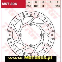 TRW MST306 motocyklowa tarcza hamulcowa średnica 250mm - KAWASAKI KX125/250 89-02, KDX250 91-98, KX500 90-03, KLX sklep