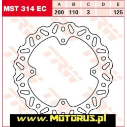 Tarcza hamulcowa tył stała, 200/110x3mm 4x125mm, średnica otworów mocujących 6,5mm KTM SX 85/85LW 20