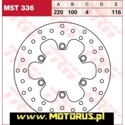 TRW MST336 motocyklowa tarcza hamulcowa średnica 220mm KAWASAKI KLX250 KLX650 sklep motocyklowy MOTORUS.PL