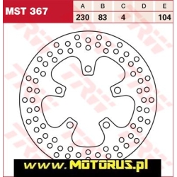 Tarcza hamulcowa tył stała, 230/83x4mm 5x104mm, średnica otworów mocujących 10,5mm KAWASAKI ZX-7R 75