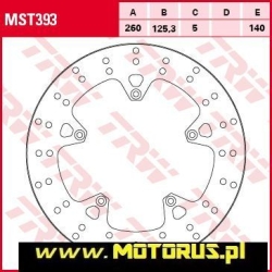 Tarcza hamulcowa przód stała, 260/125,3x5mm 5x140mm, średnica otworów mocujących 6,5mm APRILIA SR 12