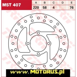 Tarcza hamulcowa tył stała, 220/58x4mm 4x76mm, średnica otworów mocujących 8,5mm DERBI DXR 200/200 (