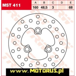 TRW MST411 motocyklowa tarcza hamulcowa średnica 160mm sklep motocyklowy MOTORUS.PL