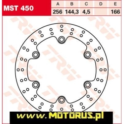 Tarcza hamulcowa przód stała, 256/144,3x4,5mm 6x166mm, średnica otworów mocujących 1,5/17,5mm HONDA