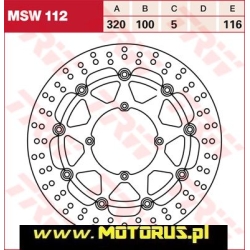 TRW MSW112 motocyklowa tarcza hamulcowa PŁYWAJĄCA średnica 320mm sklep motocyklowy MOTORUS.PL