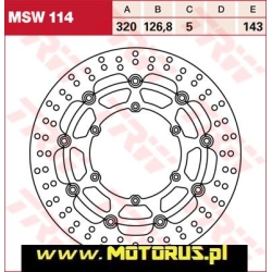 TRW MSW114 motocyklowa tarcza hamulcowa PŁYWAJĄCA średnica 320mm sklep motocyklowy MOTORUS.PL