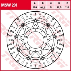 TRW LUCAS MSW201 Przód motocyklowa tarcza hamulcowa Honda VFR1200FA/FD ABS SC63 2010-2016 MOTORUS.PL