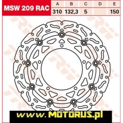 TRW MSW209RAC motocyklowa tarcza hamulcowa PŁYWAJĄCA średnica 310mm sklep motocyklowy MOTORUS.PL