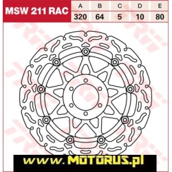 TRW MSW211RAC motocyklowa tarcza hamulcowa PŁYWAJĄCA średnica 320mm sklep motocyklowy MOTORUS.PL