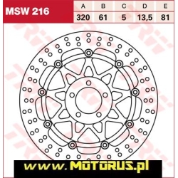 Tarcza hamulcowa przód pływająca, 320/61x5mm 5x81mm, średnica otworów mocujących 10,5mm, odsadzenie
