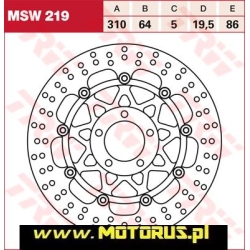 Tarcza hamulcowa przód pływająca, 310/64x5mm 5x86mm, średnica otworów mocujących 10,5mm, odsadzenie