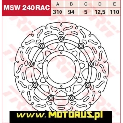 TRW MSW240RAC motocyklowa tarcza hamulcowa PŁYWAJĄCA średnica 310mm sklep motocyklowy MOTORUS.PL
