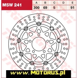 Tarcza hamulcowa przód pływająca, 300/69x5mm 5x91mm, średnica otworów mocujących 10,5mm SUZUKI GSX-R