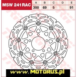 TRW MSW241RAC motocyklowa tarcza hamulcowa PŁYWAJĄCA średnica 300mm SUZUKI GSXR600, GSXR750, GSXR1000 sklep motocyklowy