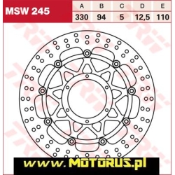 Tarcza hamulcowa przód pływająca, 330/94x5mm 6x110mm, średnica otworów mocujących 6,5mm, odsadzenie