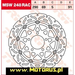 Tarcza hamulcowa przód pływająca, 290/69x5mm 5x91mm, średnica otworów mocujących 10,5mm SUZUKI GSF 1