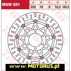 TRW MSW251 motocyklowa tarcza hamulcowa PŁYWAJĄCA średnica 320mm sklep motocyklowy MOTORUS.PL