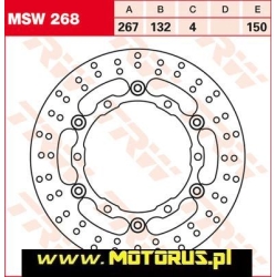 TRW MSW268 motocyklowa tarcza hamulcowa PŁYWAJĄCA średnica 267mm sklep motocyklowy MOTORUS.PL