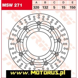 Tarcza hamulcowa przód pływająca, 320/132x5mm 6x150mm, średnica otworów mocujących 8,5mm, odsadzenie