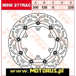 TRW MSW277RAC motocyklowa tarcza hamulcowa PŁYWAJĄCA średnica 300mm sklep motocyklowy MOTORUS.PL